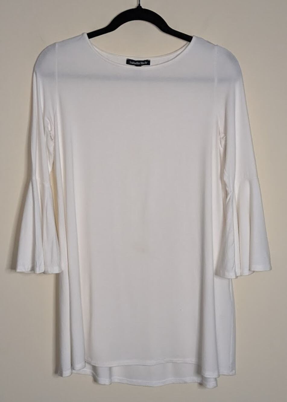 Isabella Oliver Women's Size 1 Knit Bell Sleeve Crew Neck Maternity Top - White
